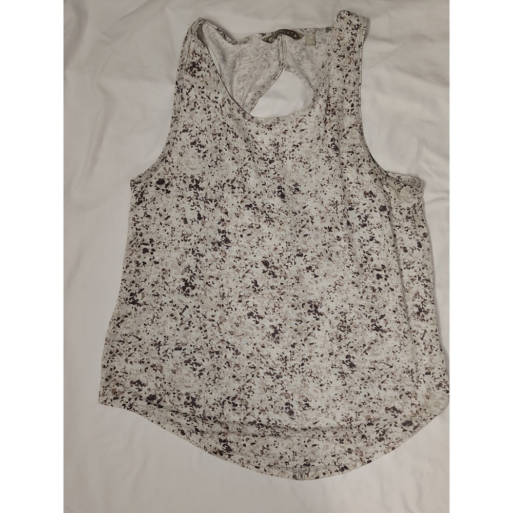 Athleta Womens Medium Brown Cream Speckled Keyhole Racerback Tank Top 1670